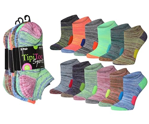 Tipi Toe Women's 12 Pack Athletic Cushioned Comfort Running Ankle Socks Available In Sizes 6-11