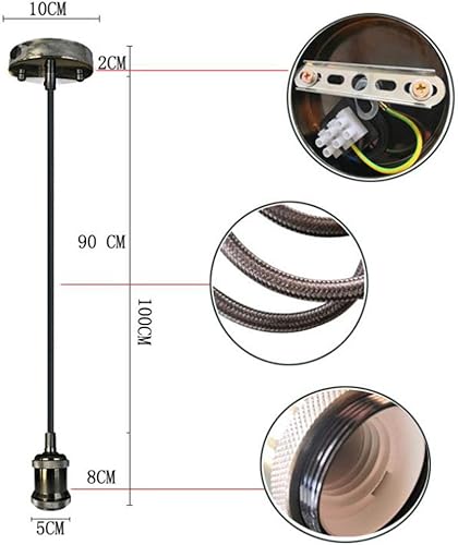 Miniatura 3 de Kit de luz colgante vintage estilo industrial retro moderno E27 Base lámpara titular de tela cable de techo rosa colgante cable luz conjunto
