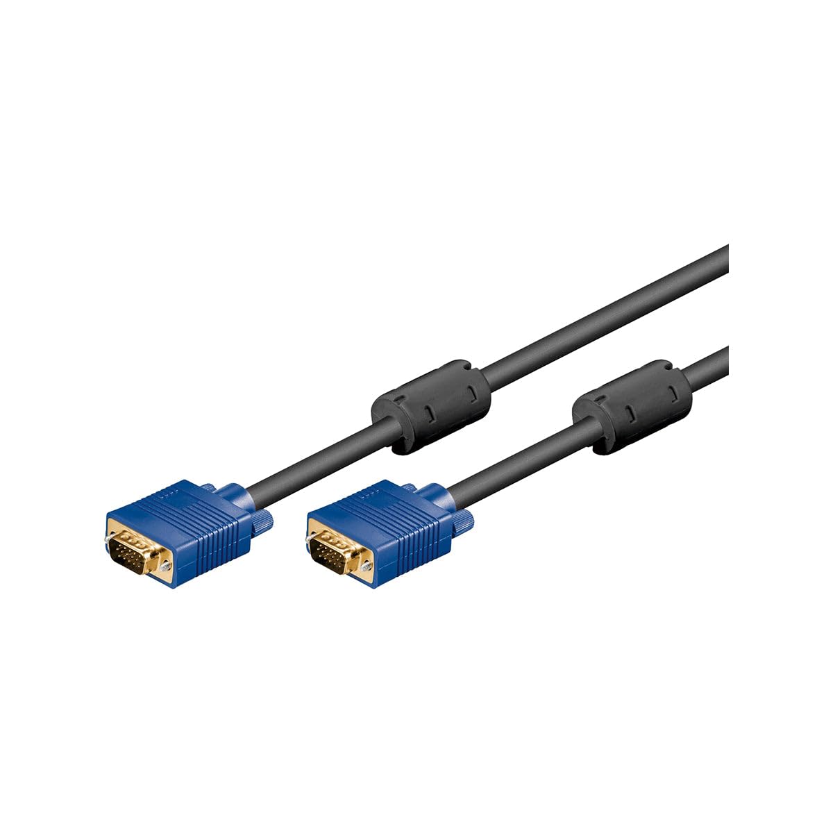 Goobay 93378 Cavo per Monitor SVGA Full HD, Dorato, Blu/Nero, 10m Lunghezza del Cavo
