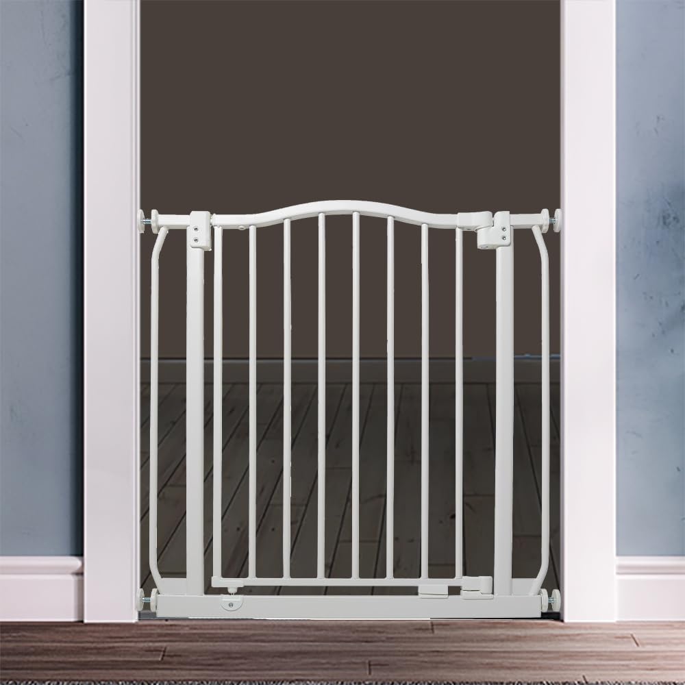 Safetots Curved Top Safety Gate, 71cm - 80cm, Matt White, Pressure Fit Stair Gate, Baby Gate for Doors Hallways and Spaces, Safety Barrier, Easy Installation - 3
