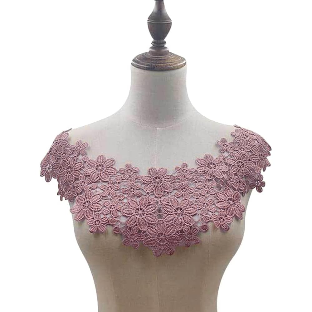 Applicazione Pizzo Con Fiori Ricamati - Colletto Decorativo Per Abiti, Sposa, Costumi, Nero - Foto 6