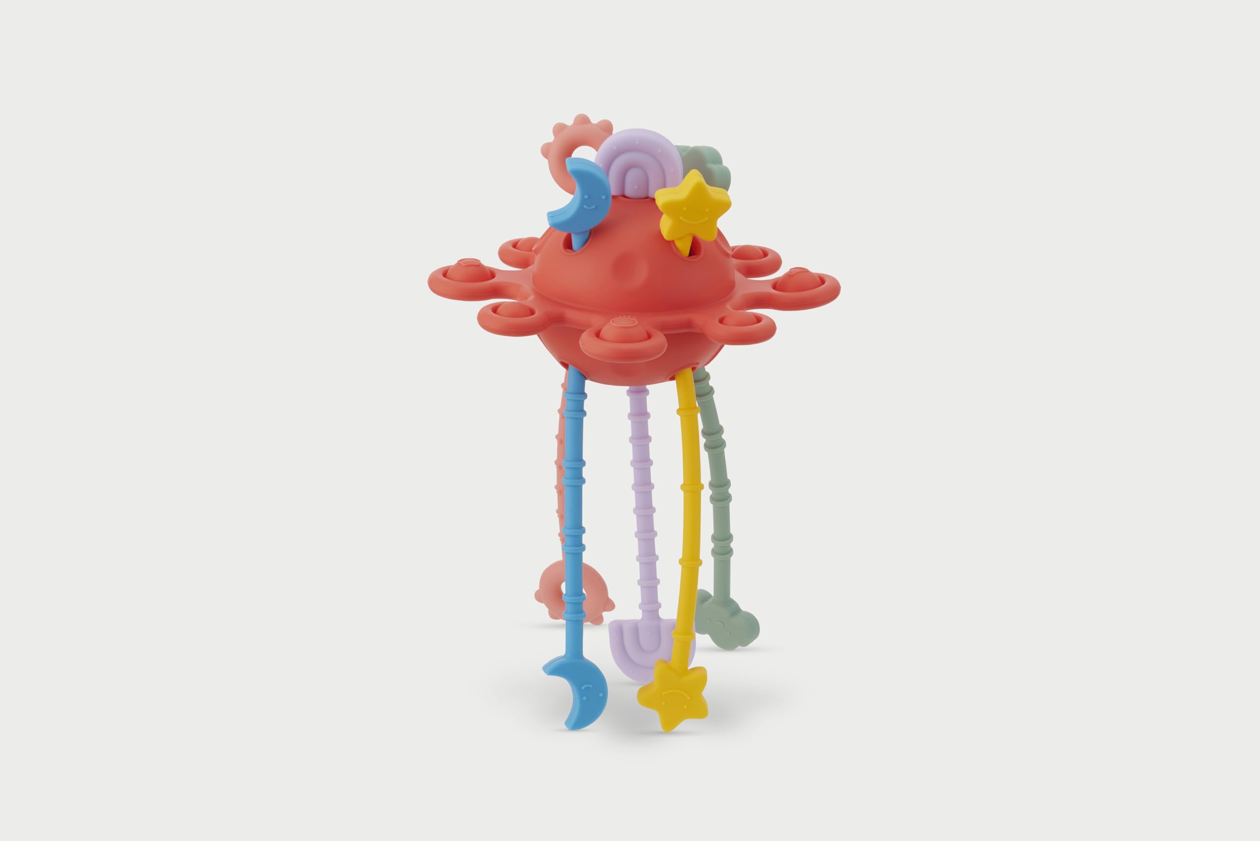 tickit Silisoft Zip Pull Sensory Toy with Colourful Ridged Silicone Tentacles and Popping Buttons for Sensory Play and Early Motor Skill Development,Rainbow