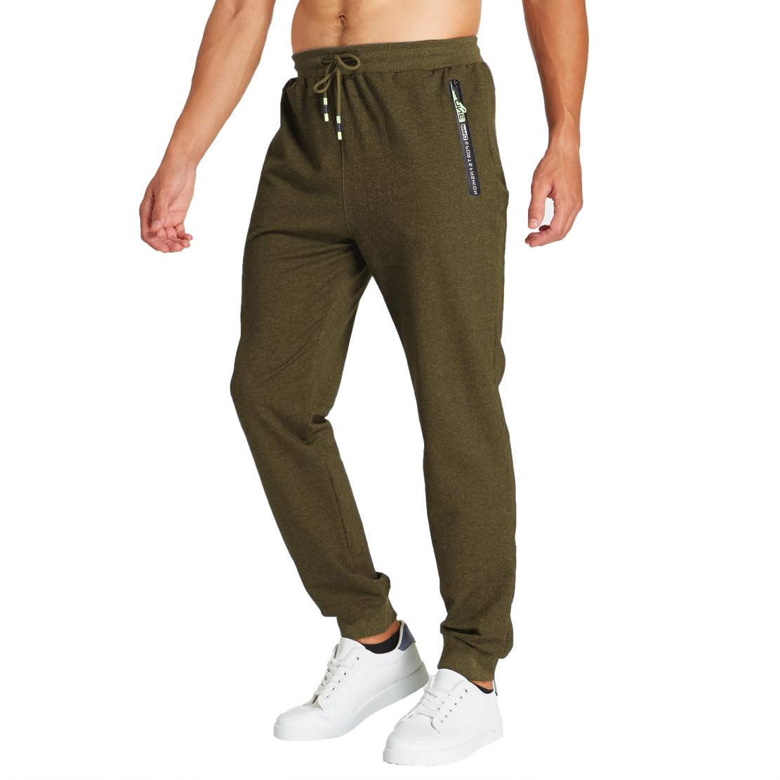 ZOXOZ Pantaloni Sportivi Uomo Cotone con Elastico in Vita con Tasche Zip