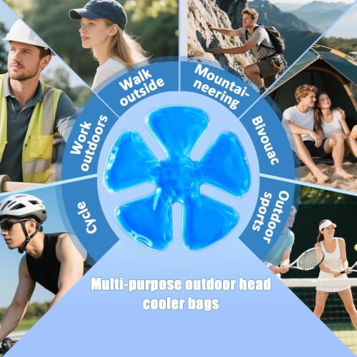 Image of Head Gel Ice Pack for Helmets,Head Gel Ice Pack, Helmet Ice Packs, Used for Catcher Helmets,Relieve Summer Heat and Keep Cool, Reusable Cooling Insert for Outdoor Sports, Riding (2PCS) (Blue 3)