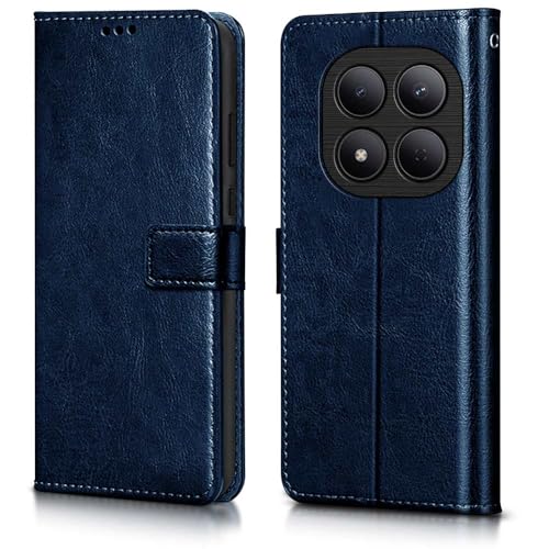 Image of WOW IMAGINE Shock Proof Flip Cover Back Case Cover for Mi Redmi Note 15 5G 2025 | Poco M8 5G (Flexible | Leather Finish | Card Pockets Wallet & Stand | Blue)