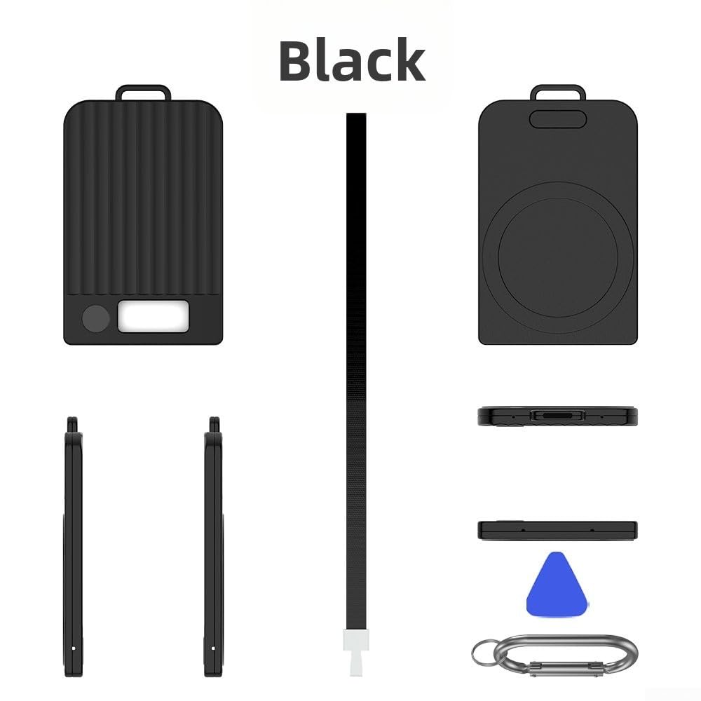 Kratzfeste PC-Hülle mit magnetischer Halterung und Trageband für Plaud Note und Note Pro AI-Diktiergerät (schwarz)