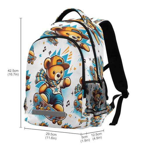 Seamless Pattern Of A Teddy Bear Vector Backpacks Travel Laptop Daypack School Book Bag for Men Women Teens Kids3