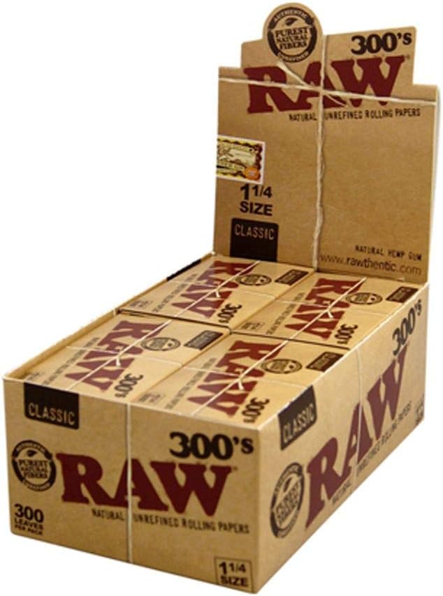 Raw Organic Rolling Papers 1 1/4 300'S 300 Leaves Unflavored Pack of 20