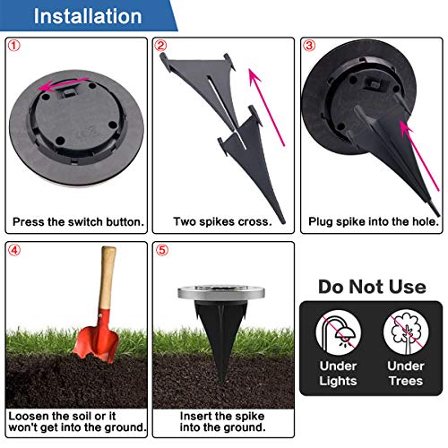 Solar Ground Lights - 8 Led Solar Garden Lights Outdoor，Disk Lights Waterproof In-Ground Outdoor Landscape Lighting for Lawn Patio Pathway Yard Deck Walkway Flood Light Dekugaa (8)