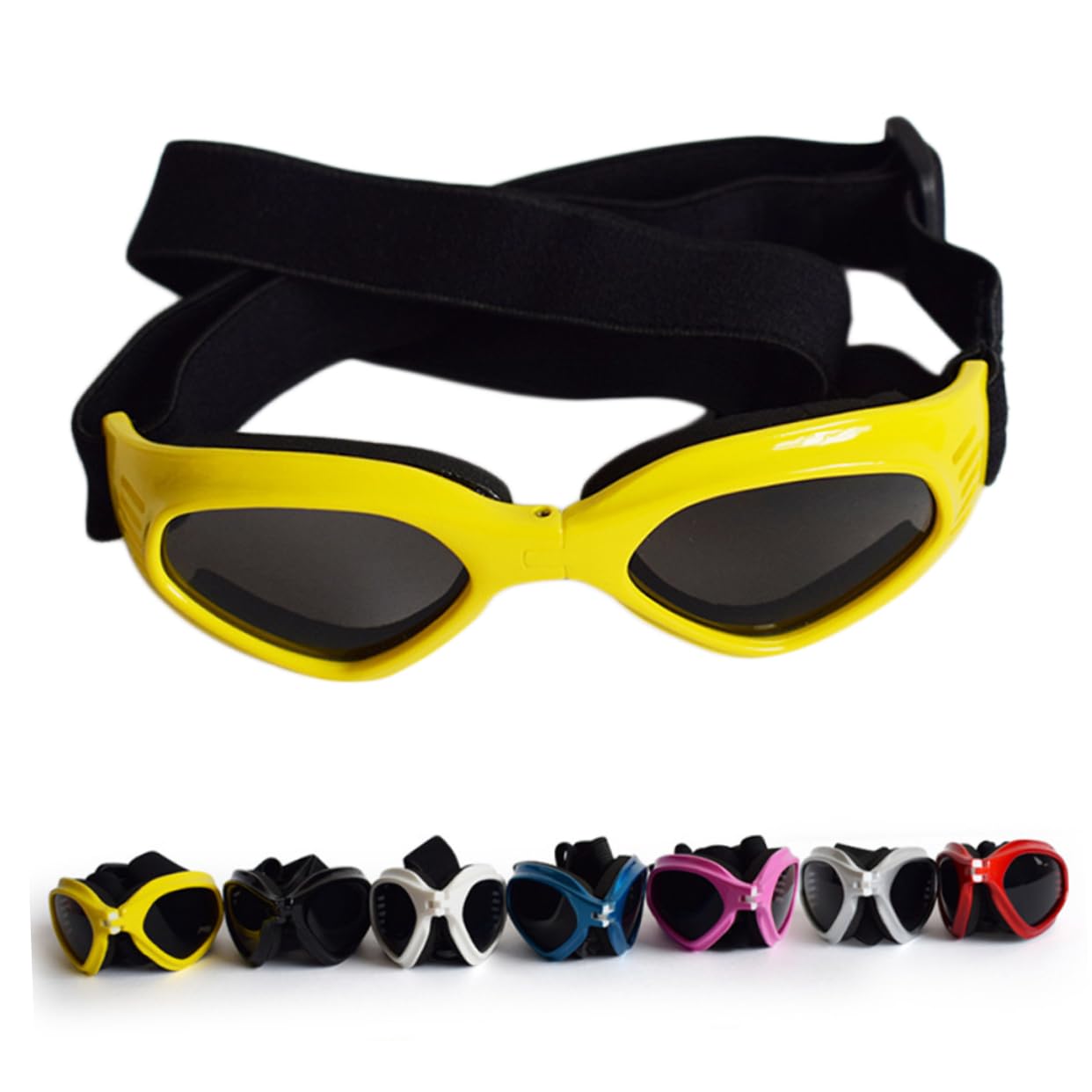 HANABASS Sunglasses for Dogs Uv Protection Pet Goggles Adjustable Straps Yellow Stylish Dog Eyewear