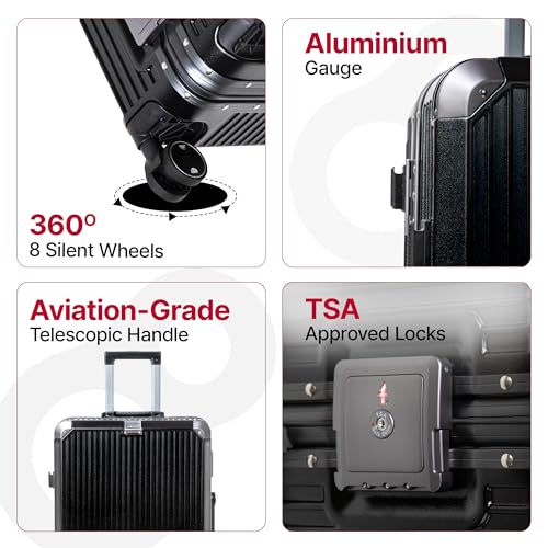 Image of Vertica Hard PC Luggage, Set of 2, Cabin & Medium Size, 100% Polycarbonate, Lightweight and Durable, Silent Wheels, Anti-Theft with Aluminium Frame, and 2 TSA Approved Locks, Midnight Noir