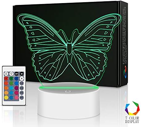 3D Night Lamp Butterfly 3D Optical Illusion Lamp LED Desk Nightlight Lamp Gift for Home Living Room Bedroom Office Party Decorations Birthday Halloween Christmas Gift for Kids