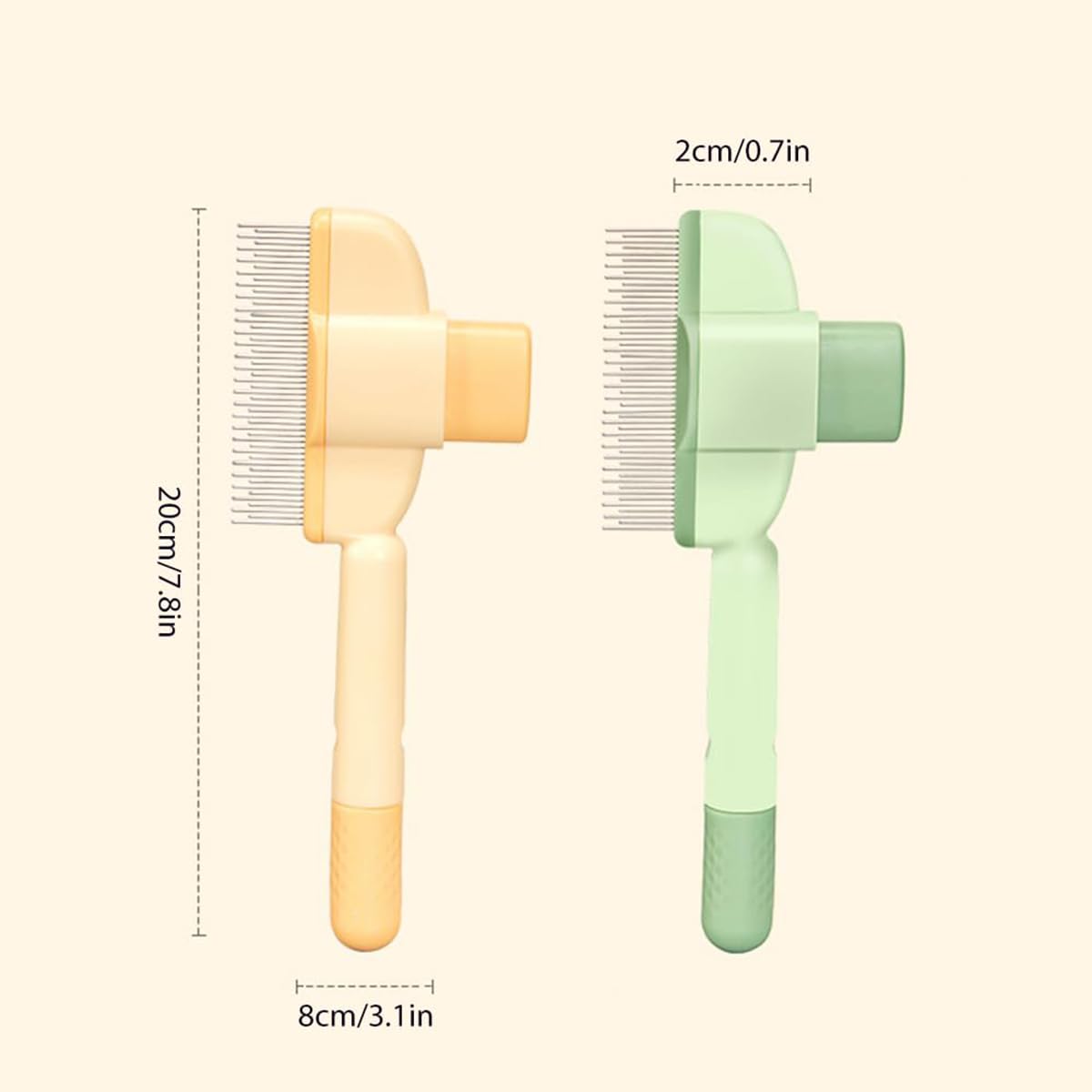 Brosse de toilettage pour chat anti-puces avec bouton de déverrouillage, peigne anti-poils, pour poils courts et longs