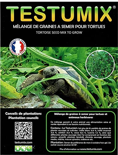 Mélange de graines à semer pour Tortues, Reptiles herbivores, Lapins, Poules, Abeilles : TESTUMIX 70 grammes