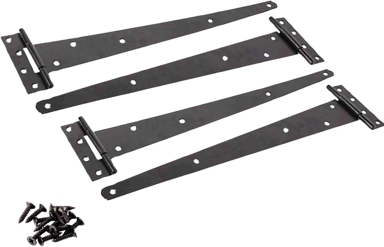 Garden Mile T Hinges 18" (450mm) 4 Pack – Heavy Duty Black Powder Coated Gate Hinges with Screws, Weather Resistant Tee Hinges for Wooden Gates, Shed, Garage & Barn Doors