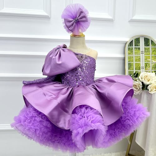 KLFFLGID Baby Girl Pageant Dress Sequins Flower Girl Dress up Toddler Pageant Puffy First Communion Dress 9M-6Y2