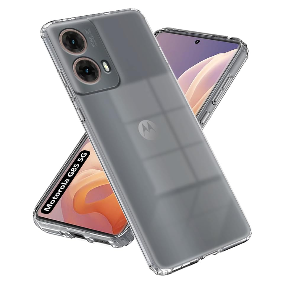 Image of Fashionury Crystal Clear Case for Motorola G85 5G | Yellowing Resistance | Transparent TPU Silicone | Raised Camera Lips | Slim Transparent Cover