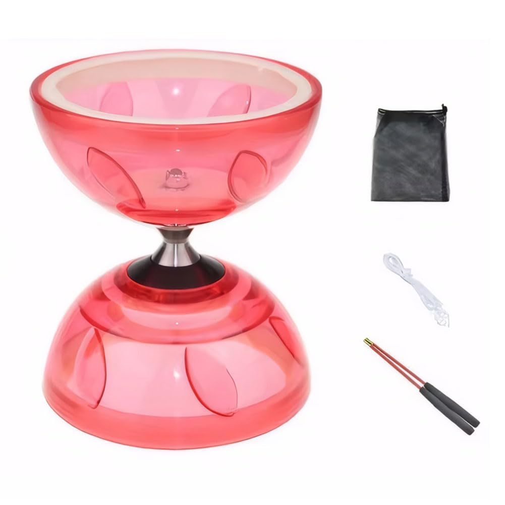 HTU Diabolo Yoyo con Cuerda de de Juego y Bolsa de Red para niños Mayores (Rojo)