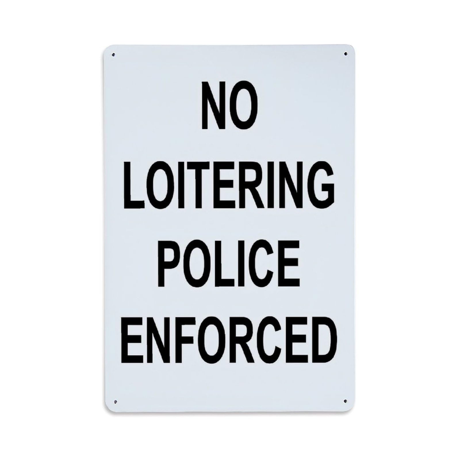 Jdfenggu Vintage No Loitering Police Enforced Sign Retro Metal Tin Sign, Metal Poster For Bar, Home, Man Cave, Kitchen, Laundry Room Art Decor 8X12 Inch