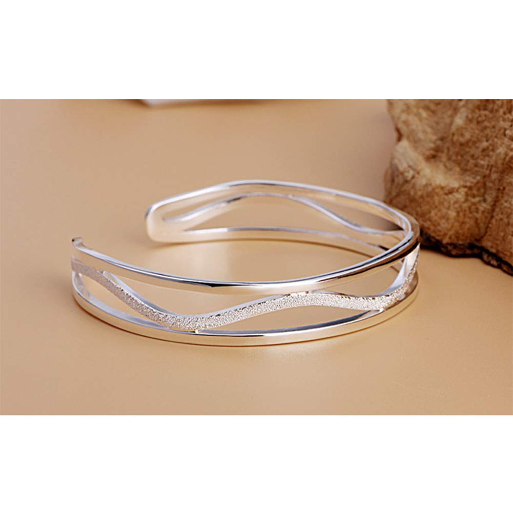 Bracelet en Argent Ouvert Bijoux de Bracelet en Argent Sterling de Tempérament de Charme de Mode de Femme