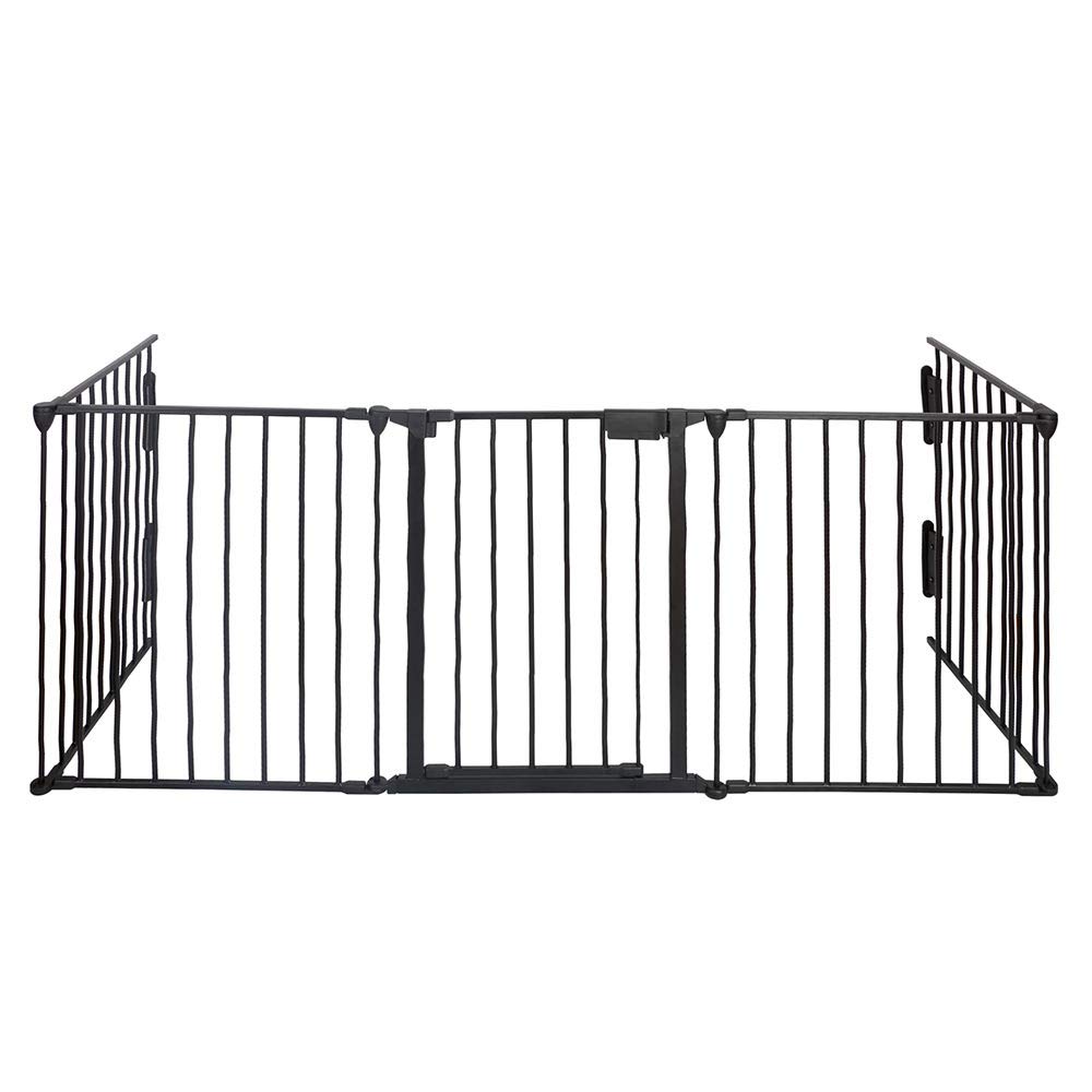 Bakaji Puerta de protección de chimenea para perros y niños, recinto, divisor, cercado con puerta y cierre con asa, antiniños, longitud 3 m, de acero, estructura plegable