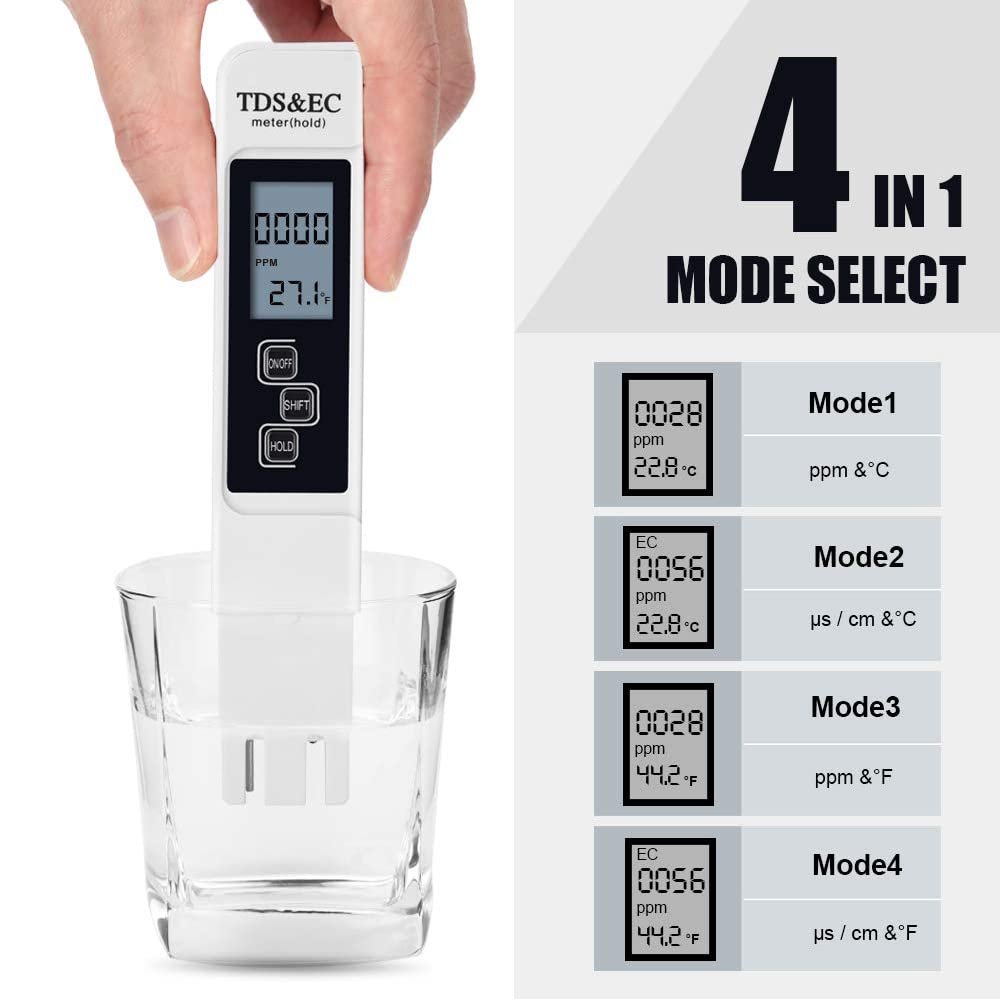 Mesee Tester di qualità dell'acqua, tester digitale 3 in 1 LCD, per acqua potabile, alta precisione per acqua potabile, piscina, acquario, laghetto e piscina