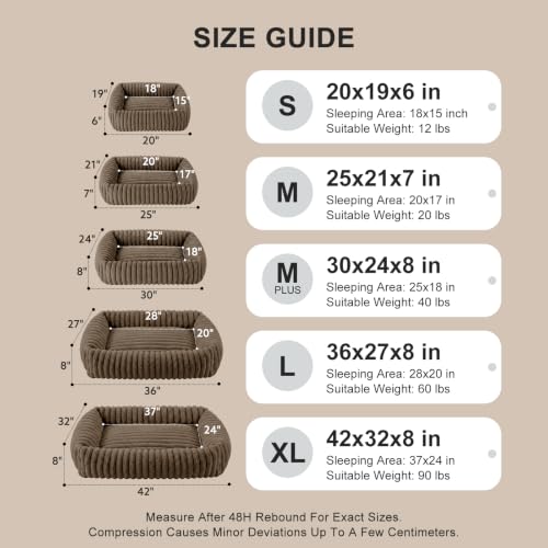 Image of FURTIME Medium Dog Beds for Medium Dogs Washable, Orthopedic Dog Bed, Rectangle Warming Soft Calming Sleeping Puppy Bed Durable Pet Bed with Anti-Slip Bottom, Coffee, M Plus (30 inchx24 inchx8 inch)
