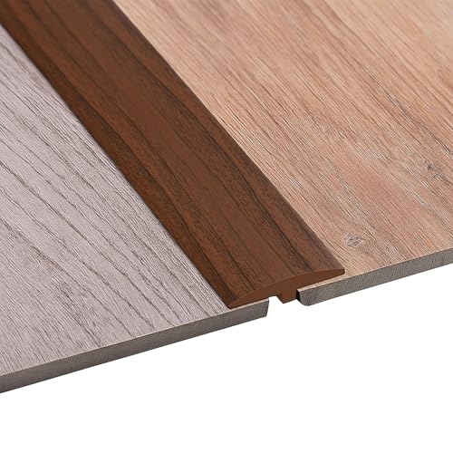 Transition Profile, T Profile Transition Strip Self-Adhesive 5 x 300 cm Door Threshold Strip PVC Flat Gap Cover for Door Thresholds and Connecting Floors of Laminate Plank Tiles (Brown)