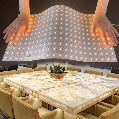 Image of 12-Pack LED Backlight Sheet 24V 36W 3000K Warm White, 19.3X9.6 inches Each Unit, Dimmable Flexible LED Panel Sheet for Backlit Translucent Stone /Marble /Onyx /Quartz Countertops Walls
