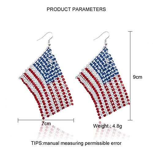 American Flag Earrings for Women Patriotic Independence Day 4th of July Drop Dangle Earrings Hook Earrings Fashion Jewelry (Alloy Mesh)3
