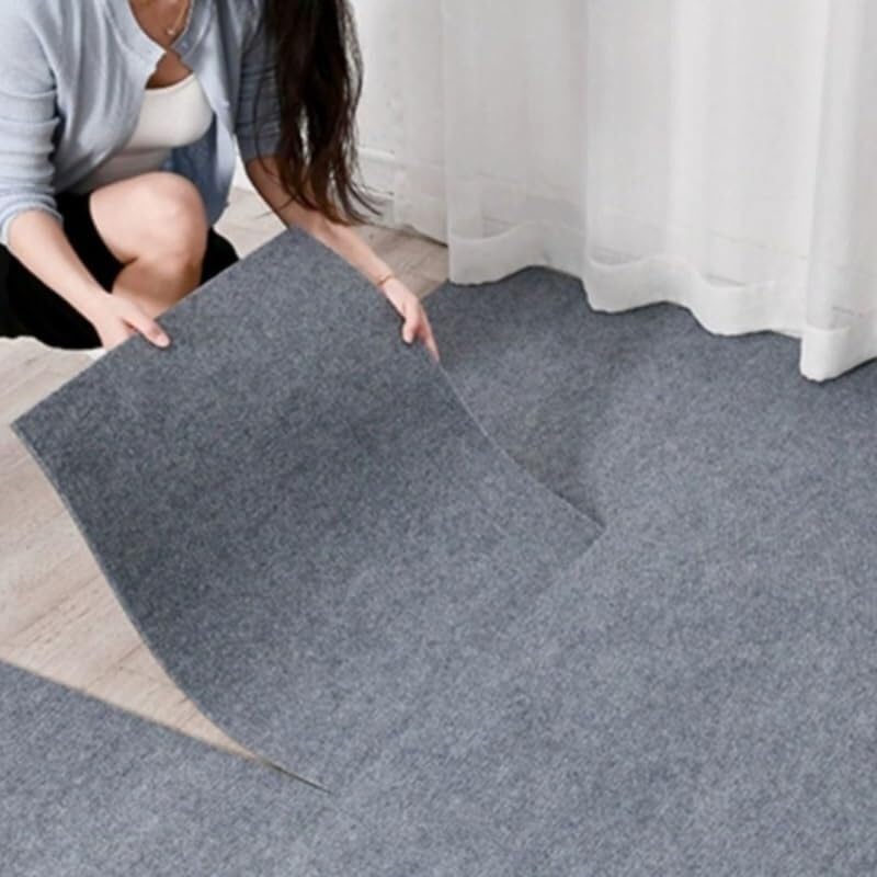 Selbstklebende Teppichfliesen 30x30 & 60x60 cm, Gepolsterte Teppichbodenfliesen zum Abziehen & Aufkleben, Modularer Bodenbelag für Büro Schlafzimmer Wohnzimmer & Gewerbe