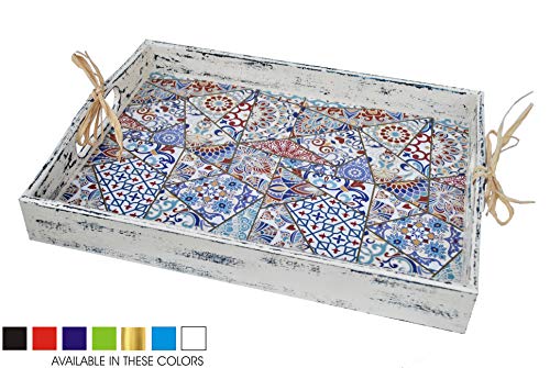 TTDECO Handmade Decorative Tray for Serving Breakfast Dining Tea with Handles - Traditional