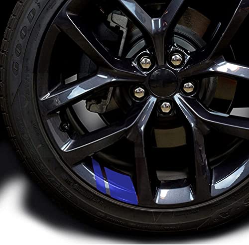 Image of Car Wheel Tire Rim Stickers Decals Automotive Exterior Accessories Reflective Safety Stripes Decoration (Blue-10pcs)