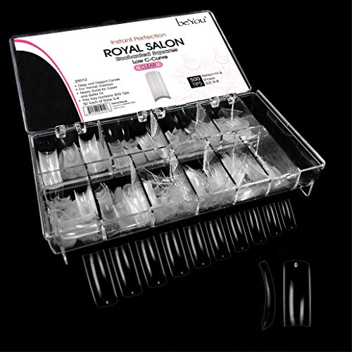 Beyou Clear Royal Salon 500 Artificial False Nail Tips 10Sizes With Clear Plastic