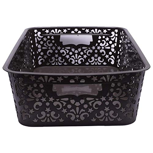 Image of Cutting Edge Essentials Plastic Storage Baskets /Shelf /Turkish Rack without Lid - Set of 2 for Fruit Vegetable Bathroom Stationary Home Basket with Handle (Brown, Medium)
