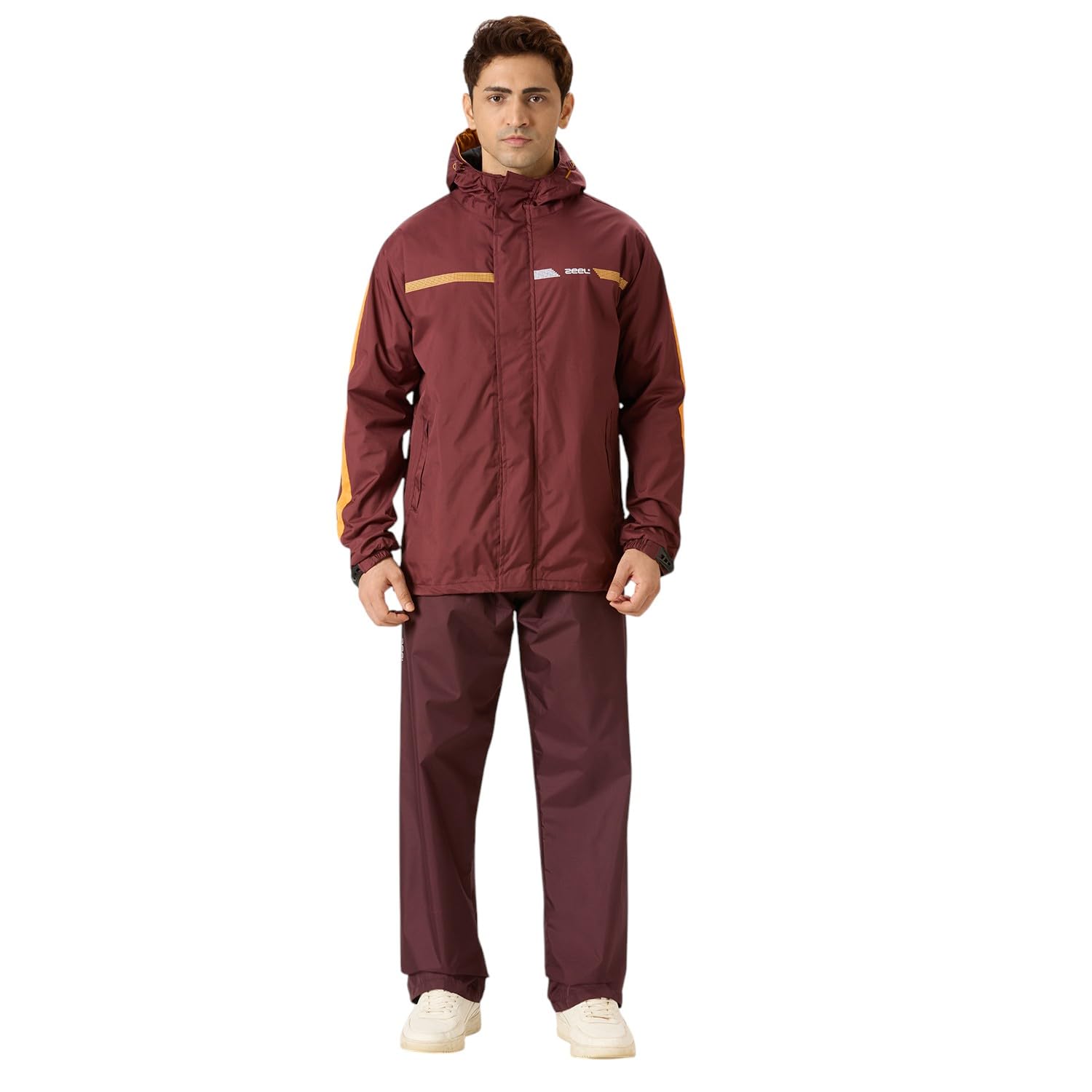 Rain Coat for Men Waterproof for Bike Riders with Adjustable Hood along with inner pockets,Waterproof Raincoat with Polyester Jacket,Pants and Carrying Pouch