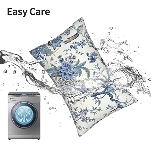 Giopamgo Chinoiserie Pillow Covers 12X20 Set Of 2, Birds Bule Floral Farmhouse Decorations Throw Pillow Covers Vintage White Blue Outdoor Decorative Linen Cushion Case For Couch Sofa Home #TOP6