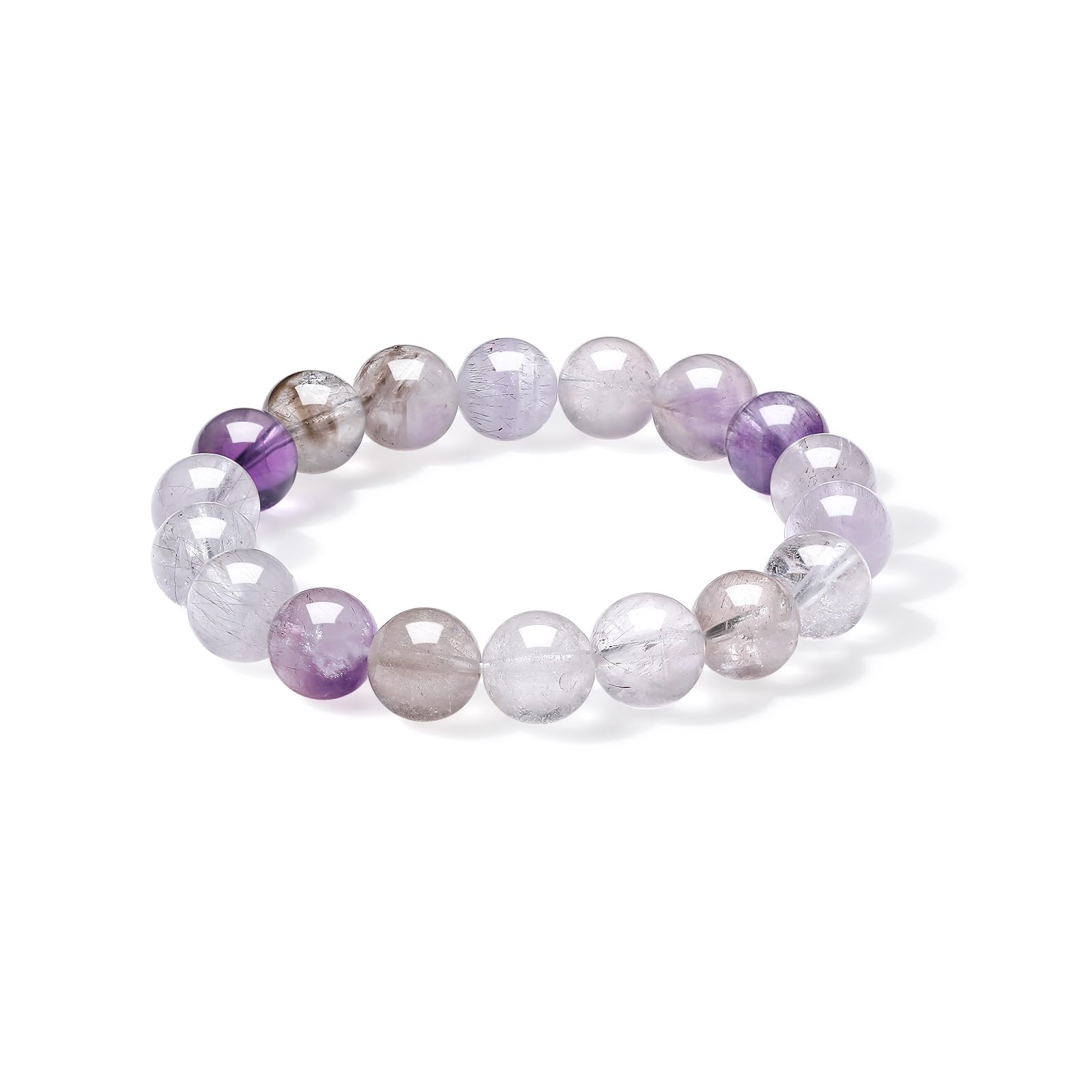 Braccialetti con perline in argento sterling Bracciale elasticizzato con pietre preziose naturali LuckyPurple per donne Mamma Figlia Compleanno Anniversario 6.7"