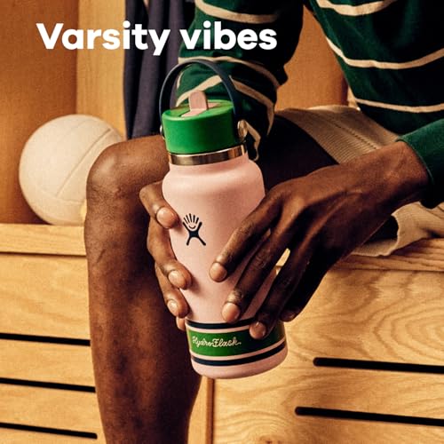 Image of Hydro Flask Water Bottle - Insulated Stainless Steel - Standard Mouth Flex Straw Lid, Non Spill, Leakproof and Refillable in 21 Oz Campus Ivory