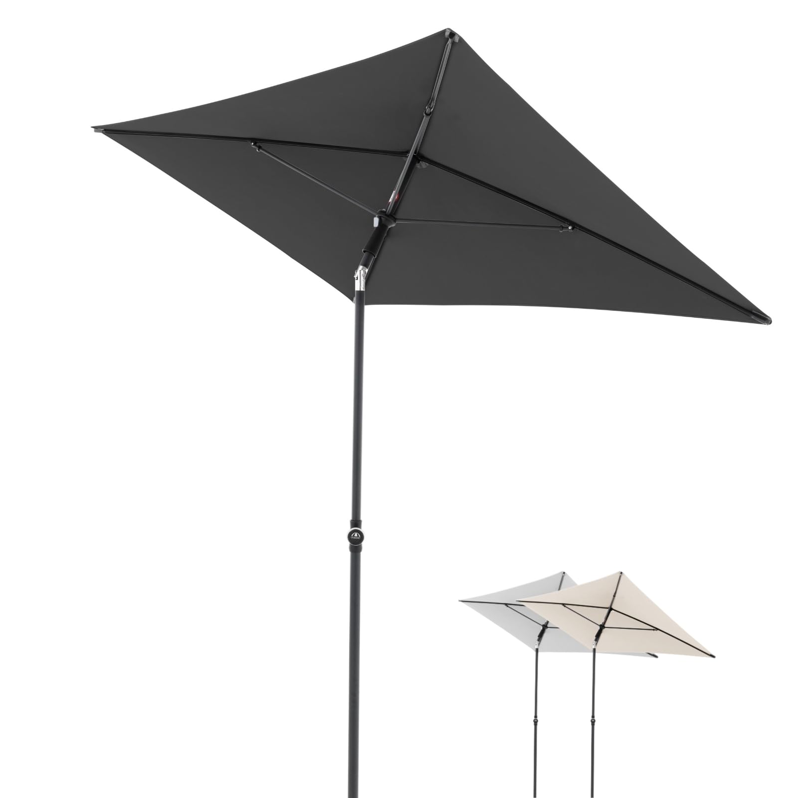 Doppler Parasol Rethink 180x120cm gris foncé, rectangulaire et inclinable, ouverture manuelle, housse incluse – pour balcon, terrasse ou jardin