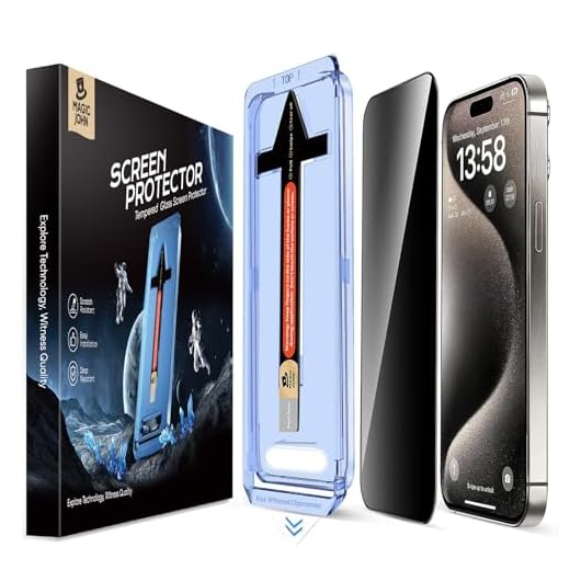MAGIC JOHN Juego de 2 Protector Pantalla Privacidad para iPhone 15 Pro Max (6,7 pulgadas), Cristal de Privacidad, Eliminación de Polvo, Dureza 9H, Sin Burbujas, Fácil Instalación
