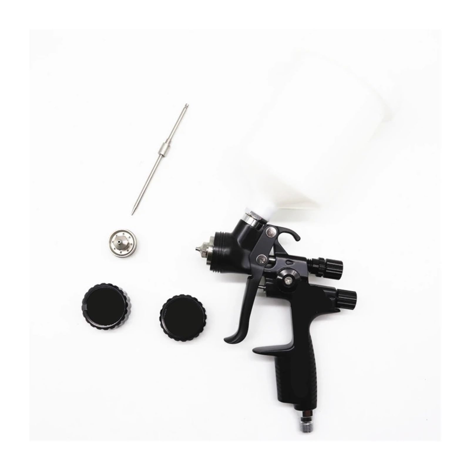 JVDDI Feed Paint Spray Gun 1.3 and 1.7MM Nozzle with 600CC Paint Mixing Cup No Clean Tank