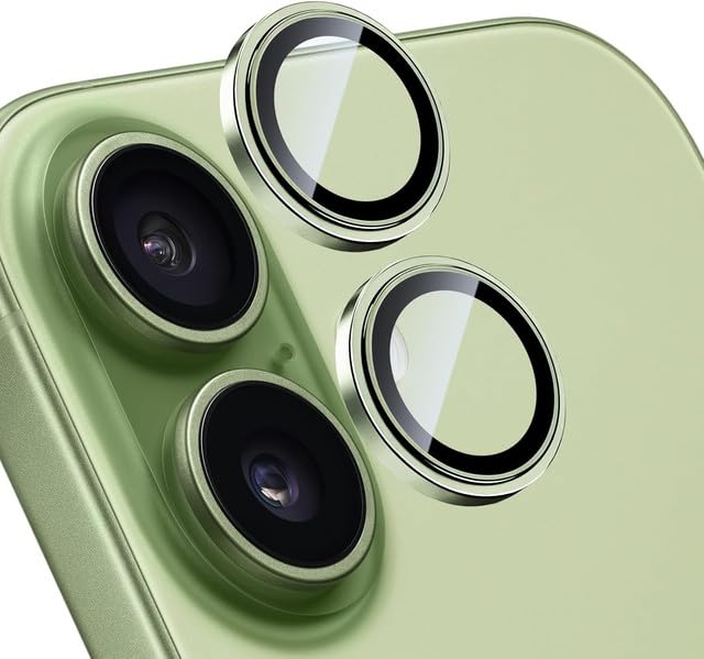 Image of Skinomi Camera Lens Protector Compatible with iPhone 17, [Anti-Scratch] Premium Tempered Glass Film Aluminum Alloy Lens Ring Cover- Sage Green Titanium