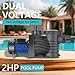 Oswerpon Pool Pump, 2 HP 5389GPH Pool Pumps Above Ground/Inground, Powerful Selfpriming Pool Pump, Dual Voltage Energy Saving Swimming Pool Pump with 1.5