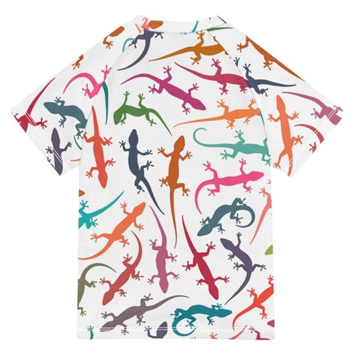 Aflyko Natural Kid Rashguard Shirt Rainbow Cute Lizard Boys Girls Swimsuit Top2