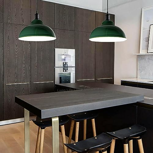 LEDSONE Retro Green Metal Ceiling Lampshade 29cm Easy Fit Modern Hanging Pendant Lightshade for Bedroom Dining Room Hallway Office Industrial Kitchen Restaurant Bar - Image 5