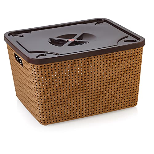 Nakoda 888 Dune Storage Basket With Lid Multipurpose Use For Kitchen & Home Organiser Box For Rs. 238 @ 54 %