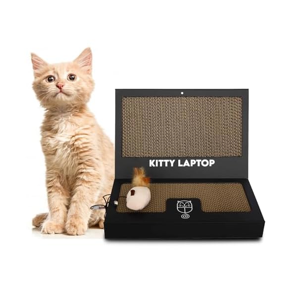 Kitty Laptop - Spielzeug für Katzen mit interaktiver Plüschmaus mit Katzenminze - Katzen-Computerspielzeug gegen Langeweile mit 50 Aufklebern – Bild 8