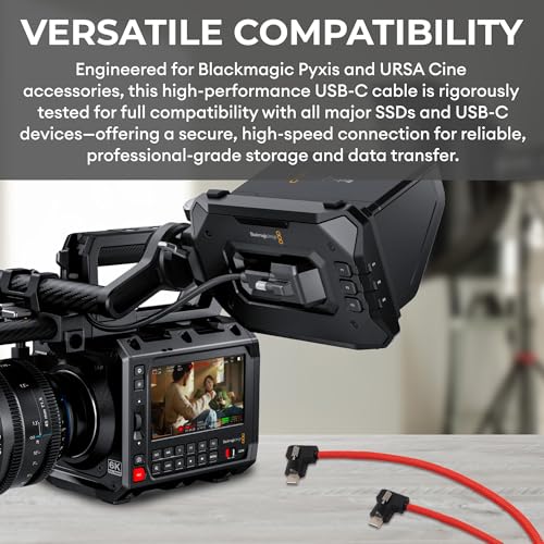 Image of XLCS Locking EVF Cable for Blackmagic Pyxis and URSA Cine 12K - USB-C 3.1 /3.2-20Gbps - 100W Power - Secure Lock - High-Speed Pyxis Monitor Cable - Durable and Reliable(50cm (20 inch) - RED)