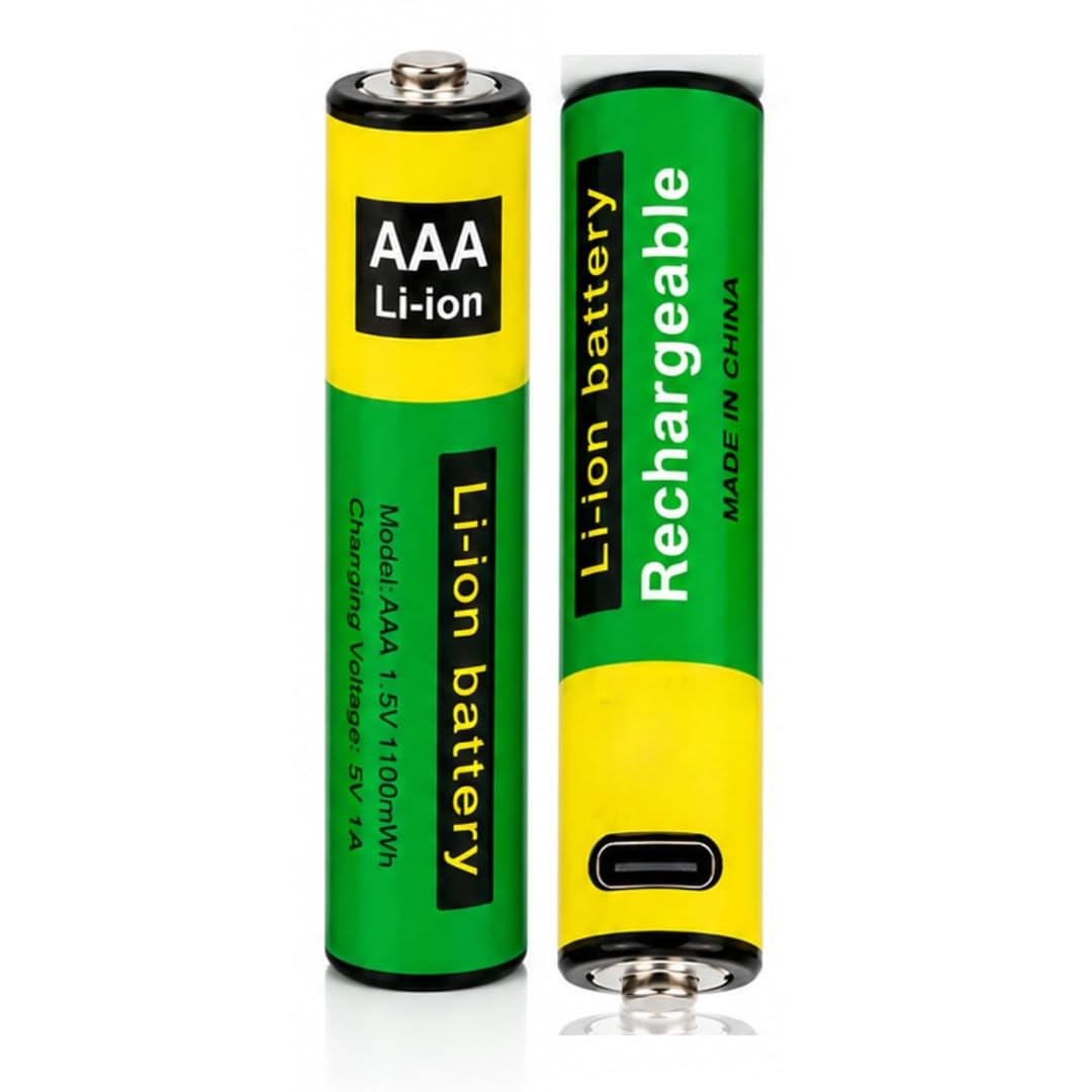 Type-C USB Rechargeable AAA Batteries | 1.5V 800mWh High Capacity Rechargeable Cells with USB-C Charging Cable | Fast Charge Lithium Battery for Remote, Toys, Camera & More-picture-31